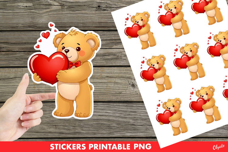 Valentine’s Sticker PNG, Cute Teddy Bear PNG