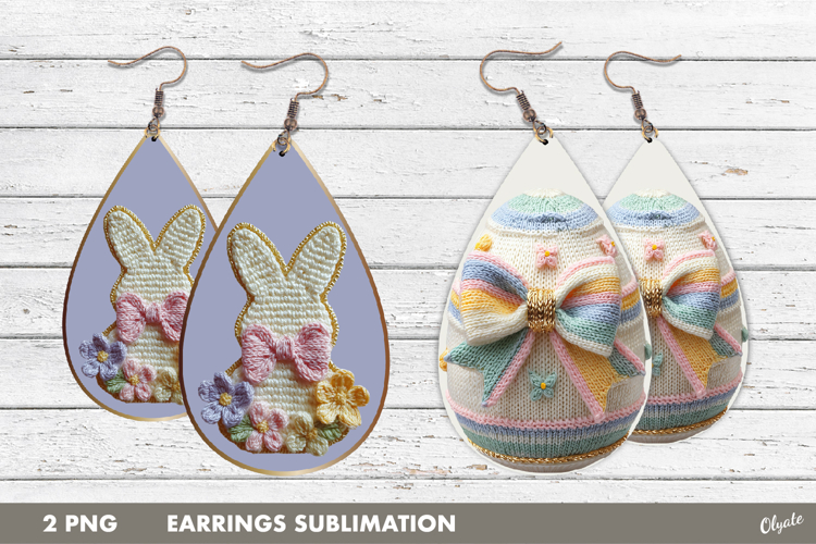 Yarn Easter Earring PNG, Knitting Easter Earring Sublimation
