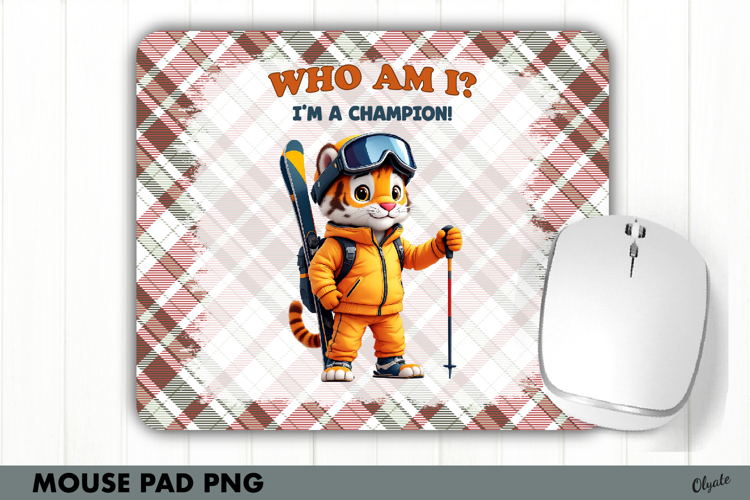 Tiger Winter Sport Mouse Pad PNG, Winter Sport Sublimation