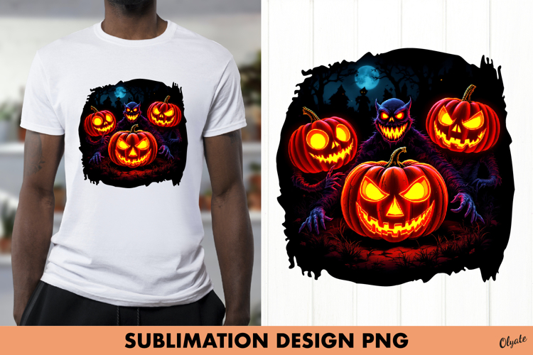 Monster Pumpkin Sublimation. Halloween Tshirt PNG