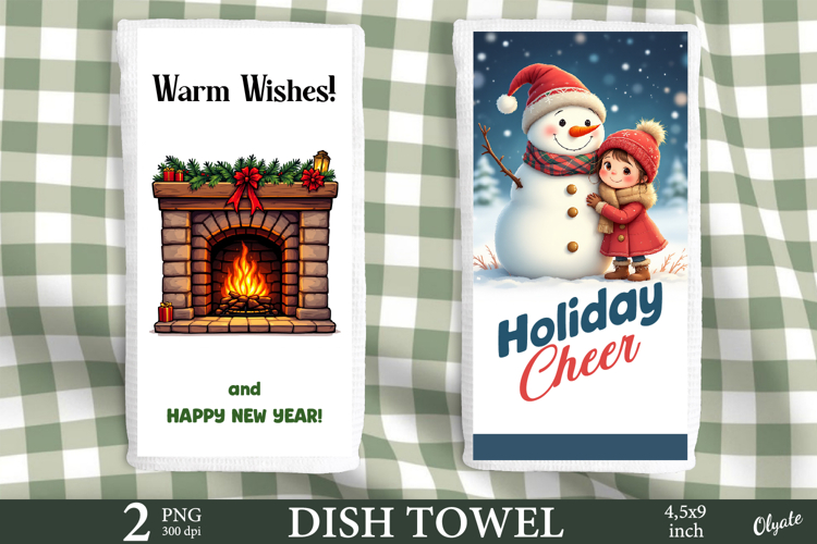 Christmas Dish Towel Sublimation PNG, Kitchen Towel PNG
