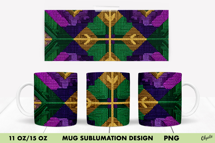 Mardi Gras Mug Sublimation Design, 11 OZ, 15 OZ Mug Wrap