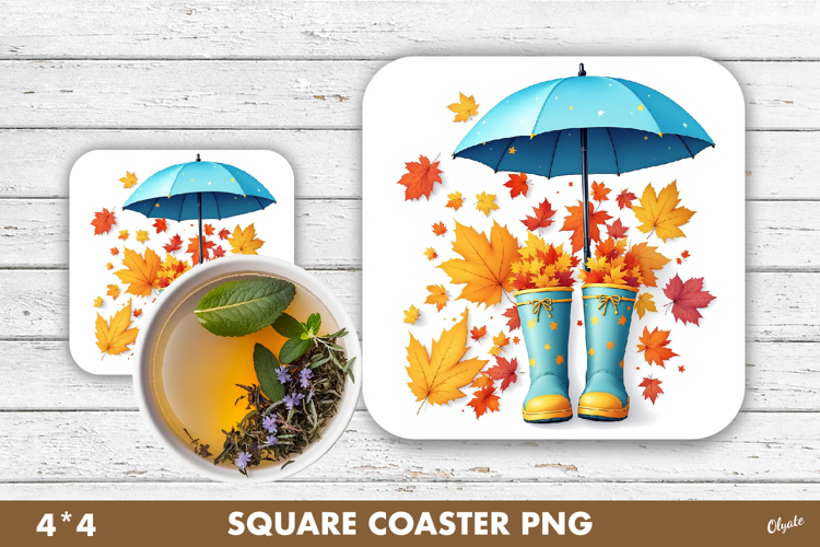 Umbrella Coaster PNG, Fall, Autumn Coaster Sublimation PNG