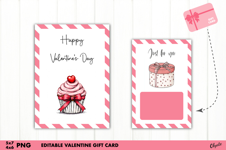 Editable Valentine Gift Card PNG. Valentine Greeting Card