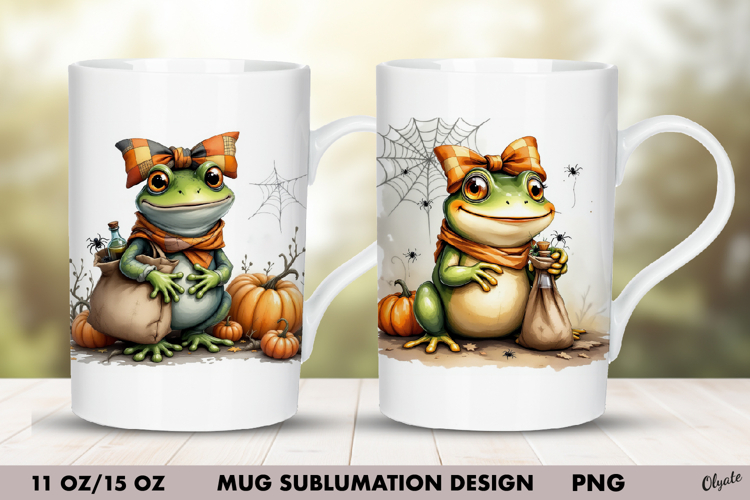 Frog Mug Sublimation Wrap. Halloween Mug Design