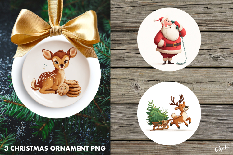 Christmas Ornament Sublimation PNG. Round Sublimation