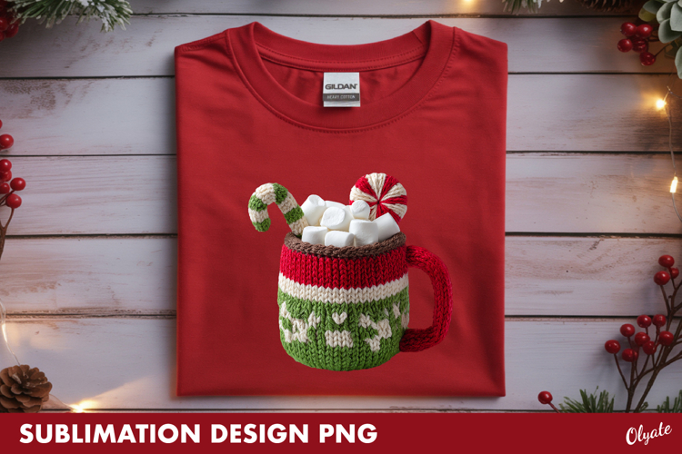 Knitting Coffee, Cappuccino PNG, Christmas T-shirt Design