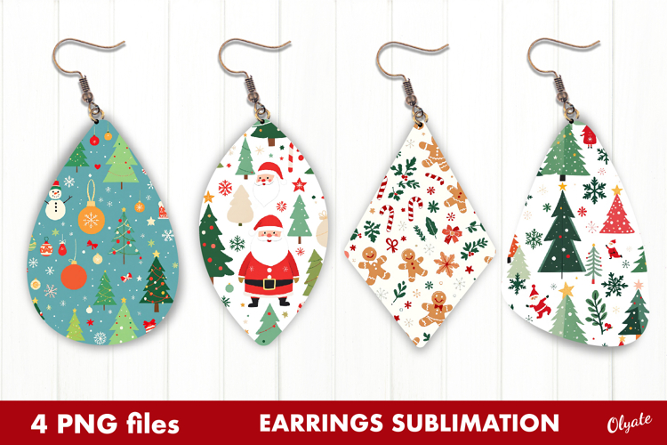 Christmas Earring Sublimation. Xmas Earring PNG