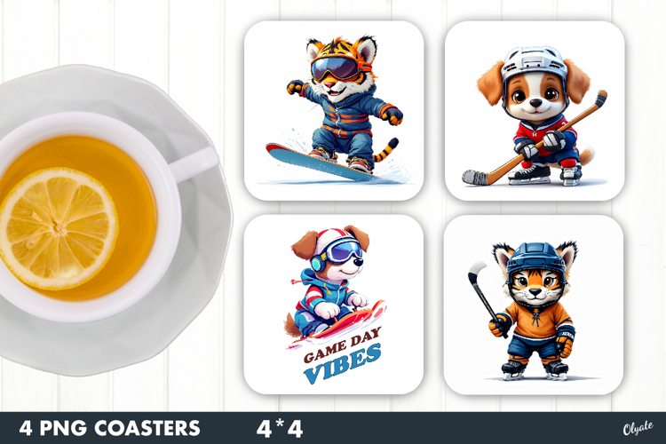 Sport Animal Coaster PNG, Winter Sport Coaster PNG