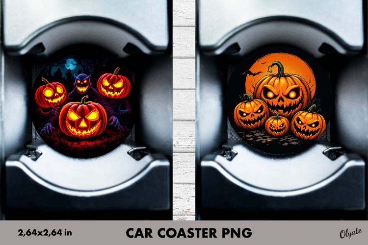 Monster Pumpkin Car Coaster. Halloween Car Coaster
