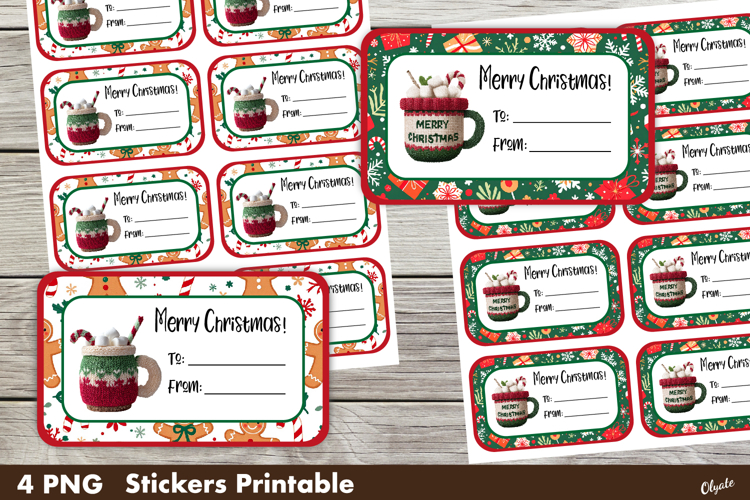 Christmas Gift Stickers PNG. Personalized Christmas PNG