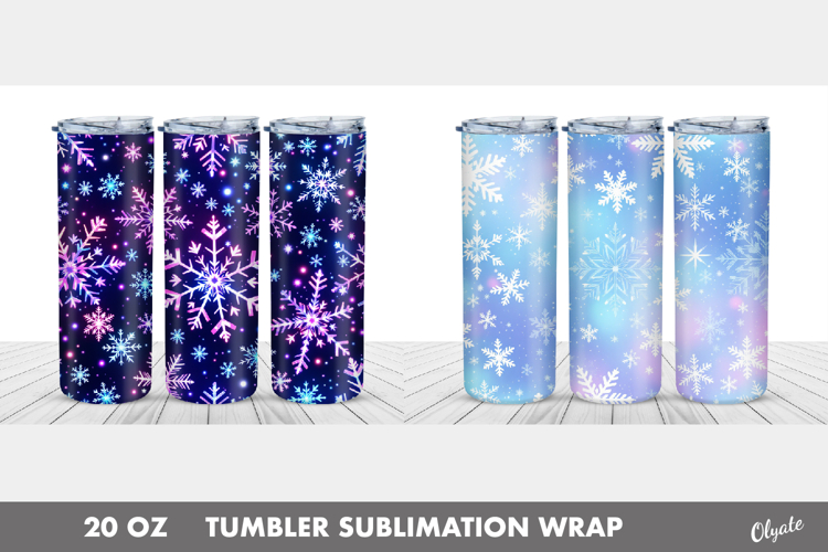 Snowflakes Tumbler Wrap PNG. 20 OZ Tumbler PNG