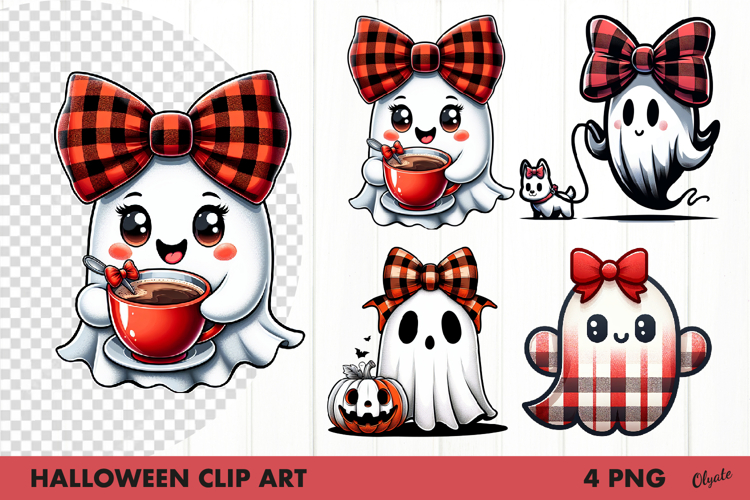 Cute Ghost Clipart PNG. Halloween Clip Art Sublimation