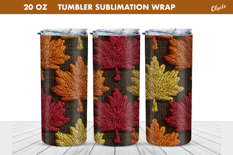 Cozy Fall Crochet Tumbler Wrap. Knitting Leaves Tumbler