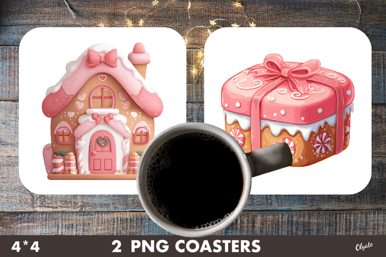 Christmas Gingerbread Coaster, Pink Bake PNG