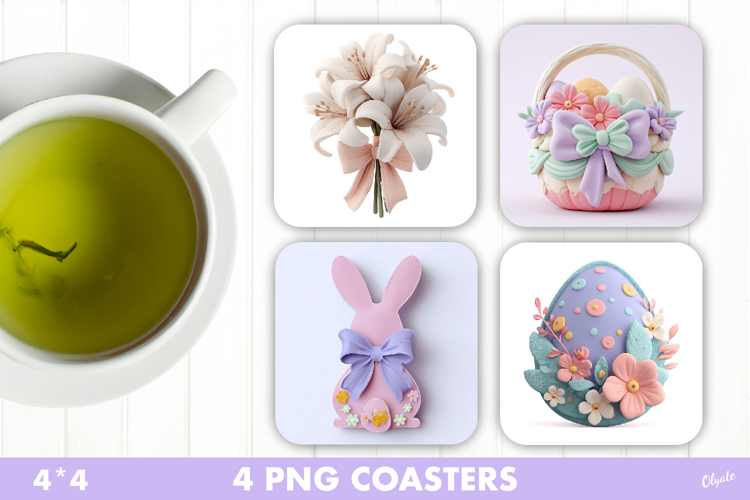 Easter Coaster PNG, Square Easter Coaster Sublimation
