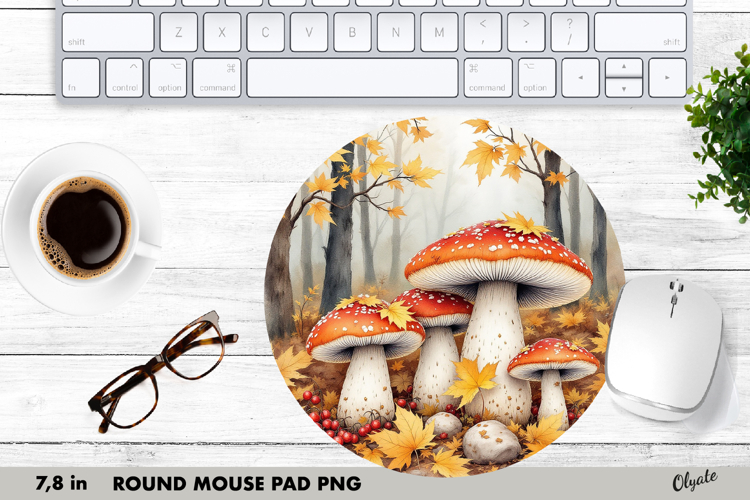 Mushrooms Sublimation, Round Mouse Pad PNG