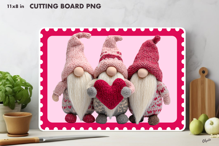 Pink Valentine Gnomes Cutting Board Sublimation