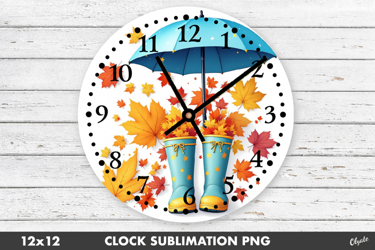 Clock Face Sublimation PNG. Fall, Autumn Design PNG