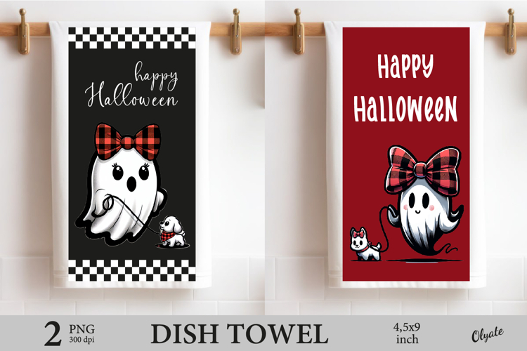 Happy Halloween Dish Towel Sublimation PNG, Ghost PNG