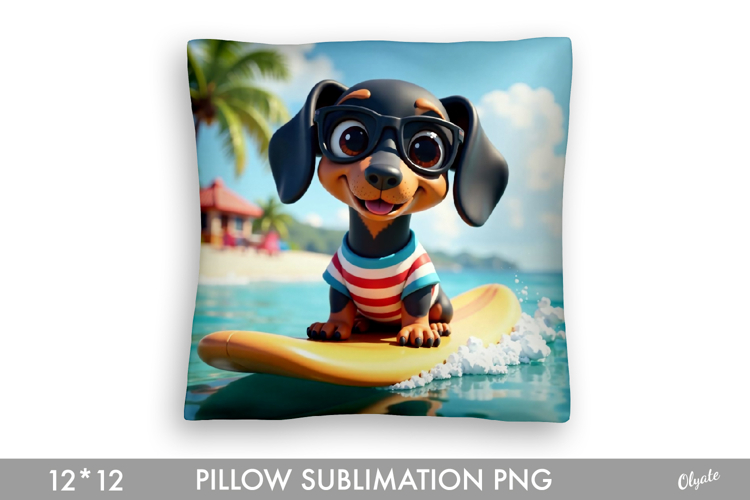 Summer Pillow Sublimation. Stylish Dachshund