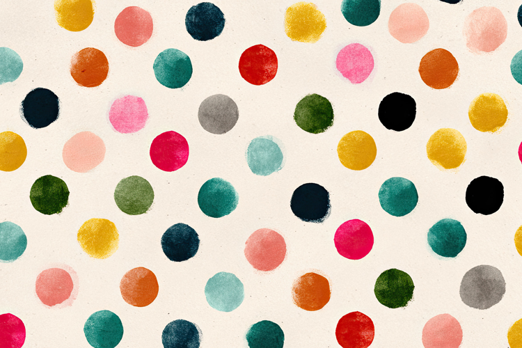 Colorful Pattern of Painted Watercolor Polka Dots