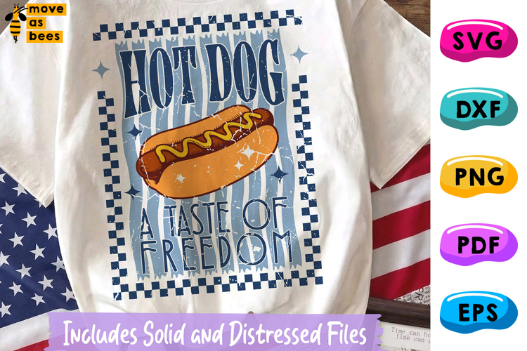 Hot Dog A Taste Of Freedom SVG, PNG, Hot Dog, Checker Striped