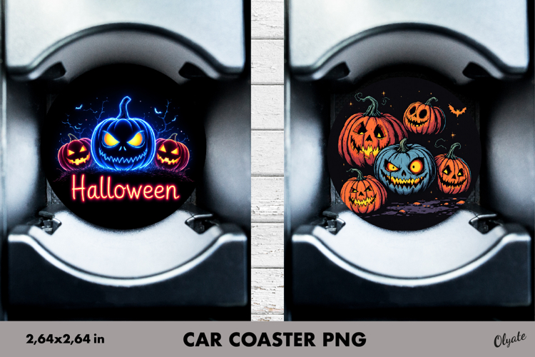 Pumpkin Car Coaster Sublimation. Halloween Car Coaster PNG