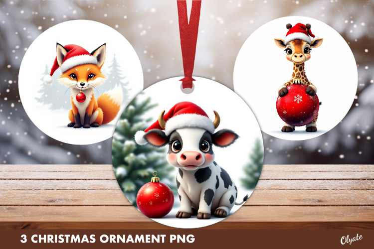 Cute Christmas Animal Ornament, Christmas Ornament PNG