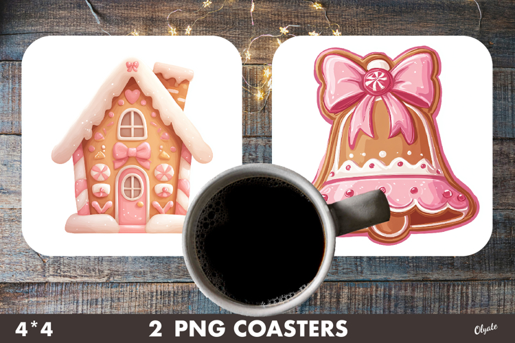 Christmas Gingerbread Coaster, Pink Bake PNG