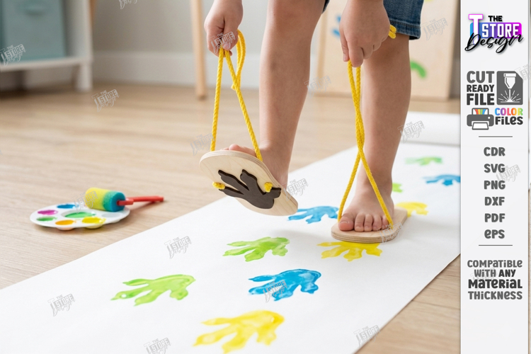 Childrens Feet Stilts Laser Cut | Footprint SVG | Kids Laser