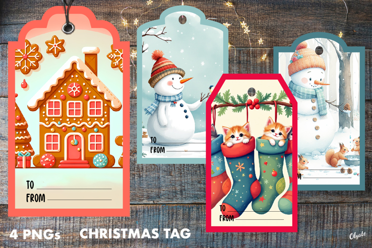 Christmas Gift Tags PNG. Gift Tag Sublimation PNG