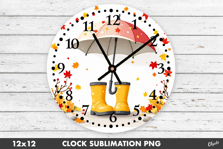 Clock Face Sublimation PNG. Fall, Autumn Design PNG