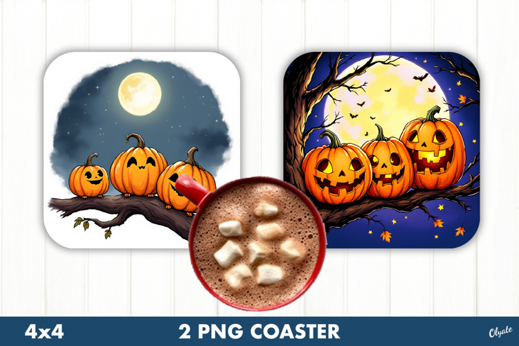 Funny Pumpkins Coaster. Halloween Pumpkins Coaster PNG