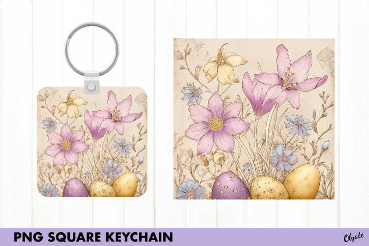 Watercolor Easter Keychain Sublimation PNG