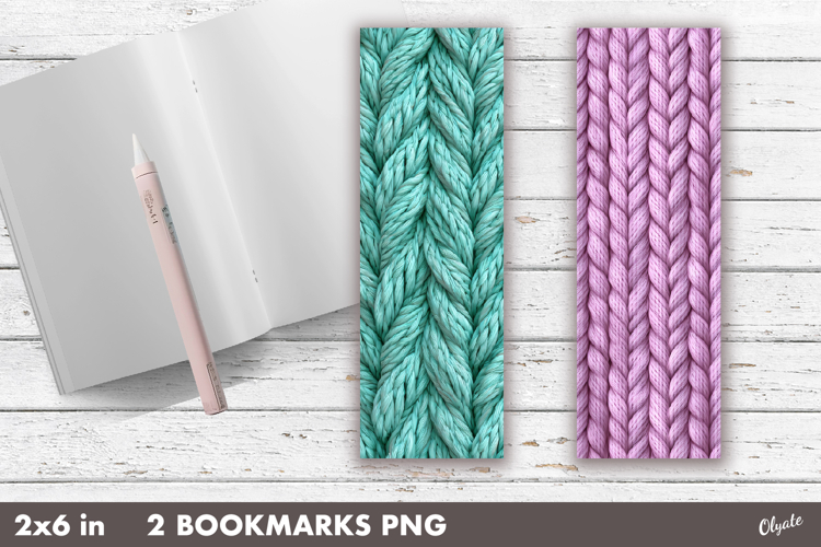 Faux Yarn Bookmark PNG. Knitting Bookmark Sublimation