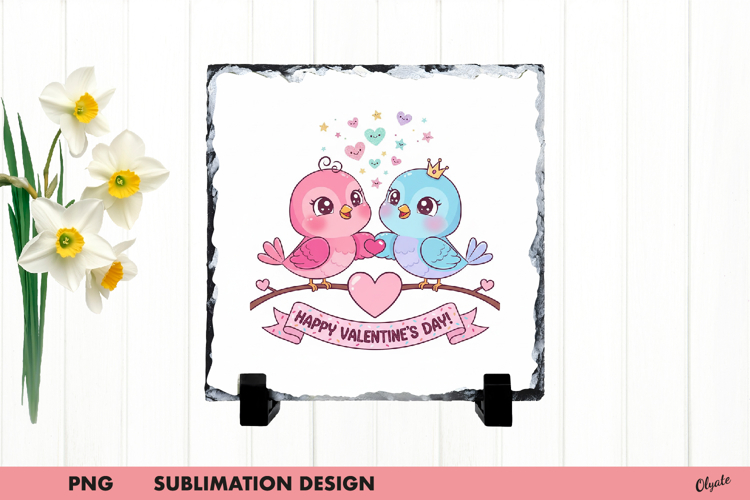 Valentine Birds Slate Sublimation, Lovery Birds PNG