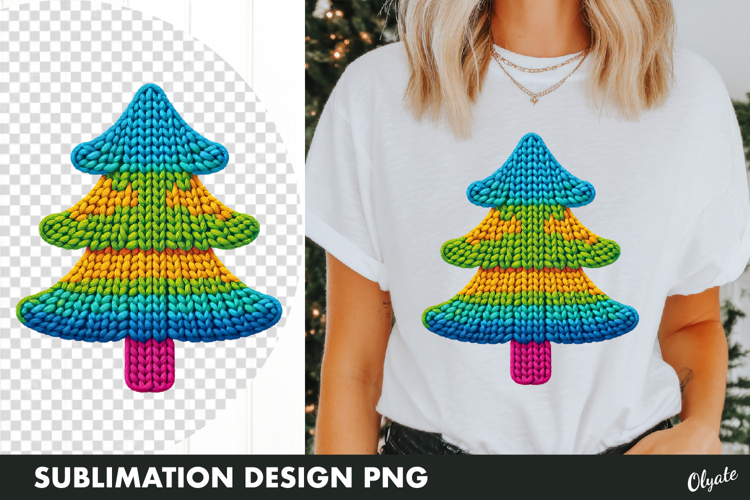 Knitting Christmas Tree Sublimation PNG. Christmas Tshirt