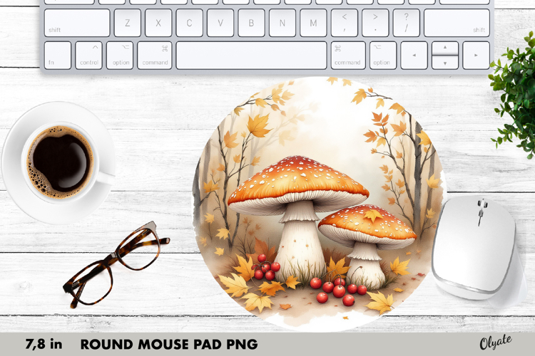 Mushrooms Sublimation, Round Mouse Pad PNG
