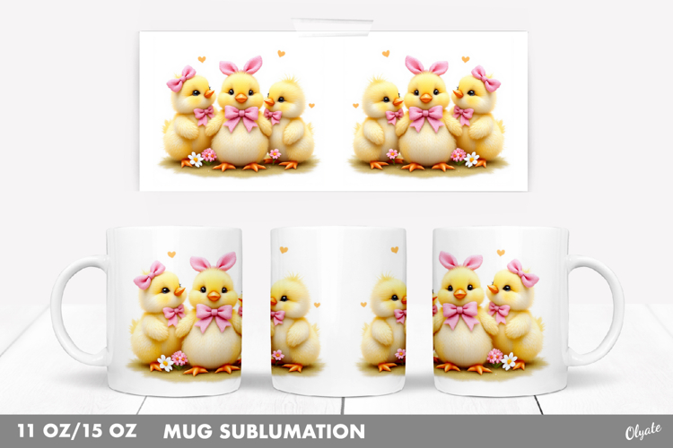 Easter Cute Chickens Sublimation, Easter Mug 11 OZ, 15 OZ