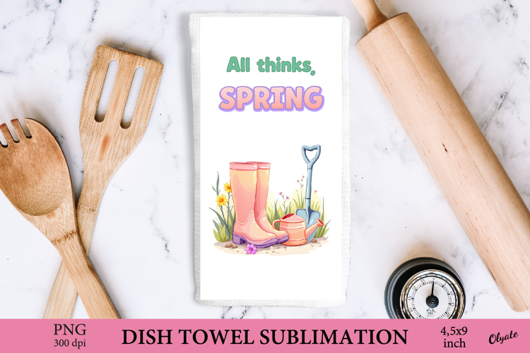 Garden Towel Sublimation, Spring Dish Towel Sublimation PNG