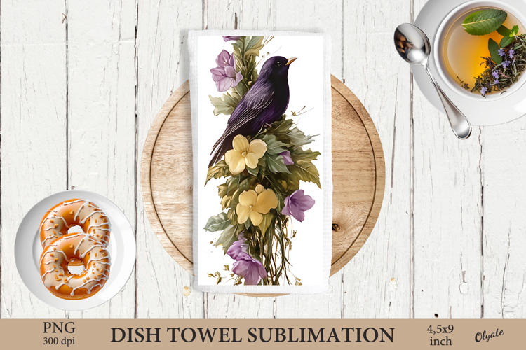 Easter Bird Dish Towel Sublimation, Watercolor Easter PNG