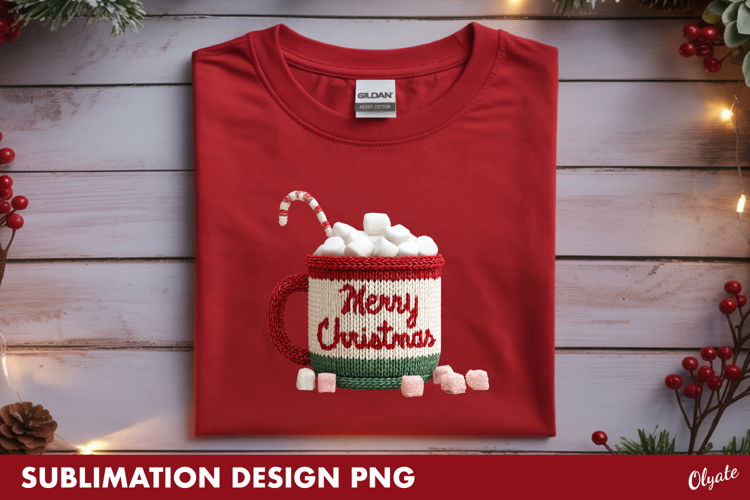 Knitting Coffee, Cappuccino PNG, Christmas T-shirt PNG