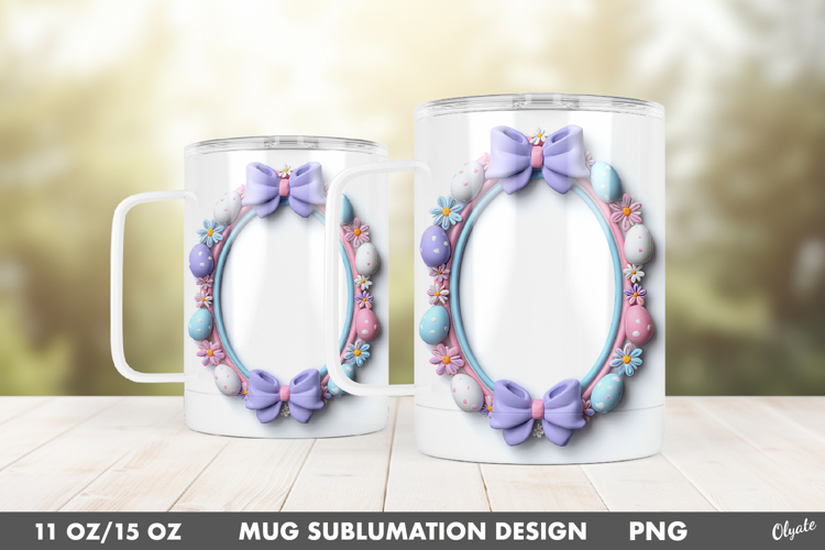 Easter Frame Mug Sublimation Wrap, Mug 11 OZ, 15 OZ