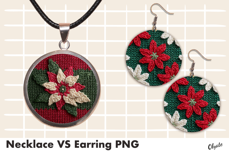 Crochet Jewelry, Earring Christmas, Pendant Sublimation PNG