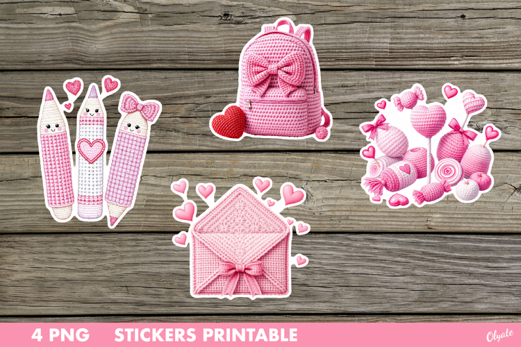 Yarn Valentine Stickers PNG. Teacher Sticker PNG