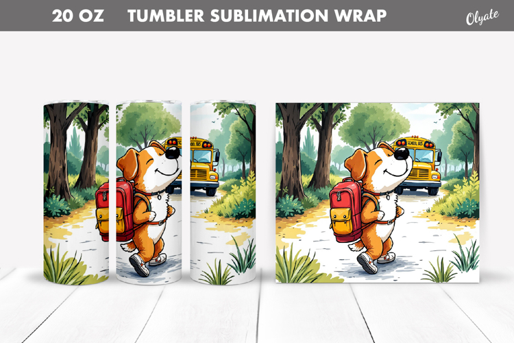 Cheerful Dog go to School. Back to School Tumbler