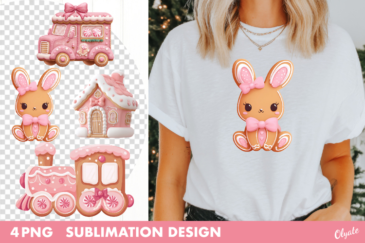 Gingerbread Sublimation. Pink Christmas Sublimation PNG