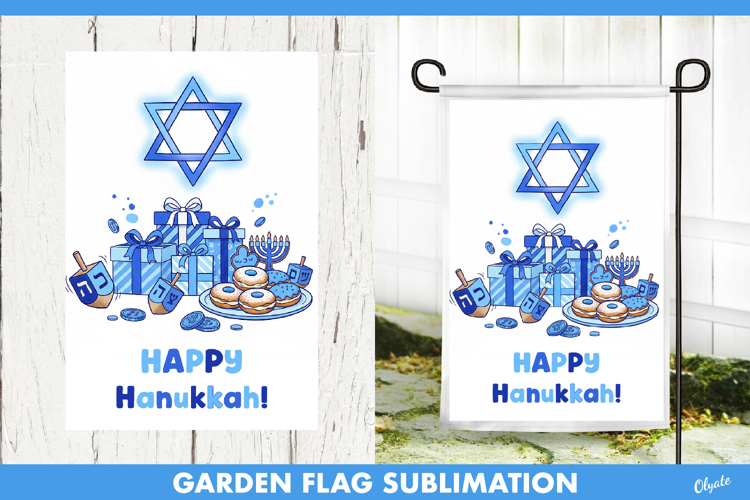 Hanukkah Garden Flag PNG, Happy Hanukkah Sublimation
