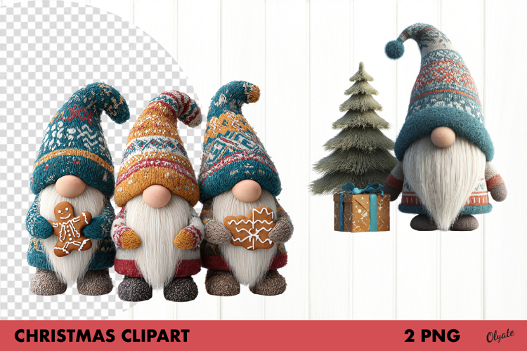 Winter Knitted Gnomes Clipart PNG
